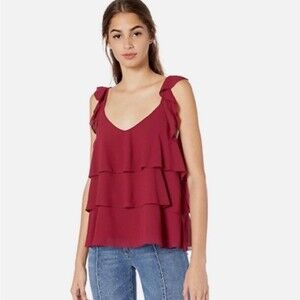 Women’s Cupcakes & Cashmere Burgundy Layered Flutter Sleeve holiday valentines